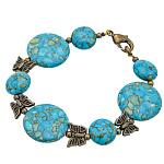  Нат.камни БРАСЛЕТ ХРИЗОКОЛЛА, бронза 18,5см