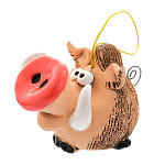 0054663  Сувенир КОЛОКОЛЬЧИК "КАБАНЧИК МАТЕРЫЙ" керамика 