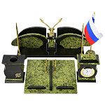 0035171/ 3477 Нат камень Настольный набор "ОРЕЛ" змеевик