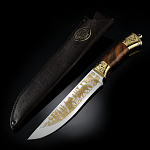 0053688 Златоуст Сувенирное оружие НОЖ "ВОЛКИ" НС 73  (6607) шпон