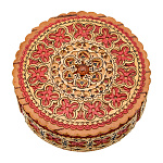 /01203/1 Береста Шкатулка круглая прорезная с янтарем (01203/1)