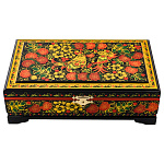 31013/23х14см Хохлома Шкатулка прямоугольная с перегородками Р7