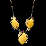 0050439/Подвеска 723047 вст.янтарь/фианит/жемчуг р/п (Ag 925)