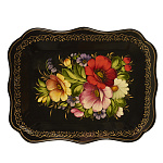 Поднос с авторской росписью "Цветы" 34х26 см