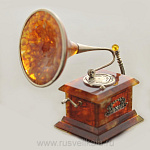 0011215-Б Янтарь Шкатулка "Граммофон" Бронза 