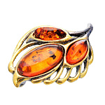 0045090/2123.4 Брошь Винтажный Листик 8 (коньячный)