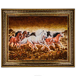 Картина янтарная "Бегущие лошади" 98х78 см
