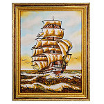Картина янтарная "Корабль в море. Парусник" 60х80 см