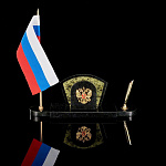 05026/3230 Нат.камень Визитница с гербом и флагом Змеевик 