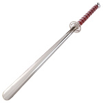 0063049 Ложка для обуви "Меч" с оплеткой натуральная кожа рельефная КРОКО красн, нерж сталь