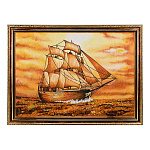Картина янтарная "Корабль-парусник" 60х80 см