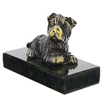 0037980/8620 СТАТУЭТКА "СОБАЧКА малая №5" бронза змеевик 27*50*35мм 70гр 