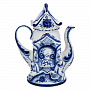 Чайник "Бабушкины сказки". Гжель, фотография 4. Интернет-магазин ЛАВКА ПОДАРКОВ