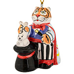/МАЙОЛИКА фигурка "Тигр - фокусник" елочная игрушка  выс 9см