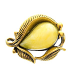 0045084/2067.4 Брошь Винтажный листик 3 (белый)