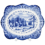  Гжель Тарелка сувенирная настенная ЗИМА В ЛЕСУ 18*15 см