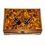 0090378-Домино "КОСТЯШКИ" с янтарными бортами (фиг.янт.) 21*15*6 см