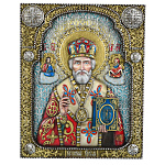 Панно деревянное резное "Николай Чудотворец" 28х35 см
