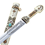9208 Сувенирное оружие КИНЖАЛ  56см,бирюза, эмаль, позолота 
