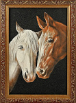 24884/1177-гипс Нат.камень КАРТИНА "Две лошади" 60*40см багет-гипс(1177)