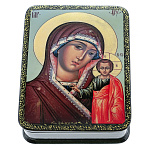 0072727  Шкатулка с росписью"БМ КАЗАНСКАЯ" 10*13*4 см