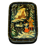 0071570/13*9см Лаковая миниатюра Палех ШКАТУЛКА "СЕРЕБРЯНОЕ КОПЫТЦЕ" КАМАРДИН