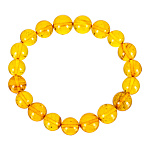 0061469-НП 13,7гр  БРАСЛЕТ из натурального янтаря "ШАРЫ" коньячный 19 шаров d=12см