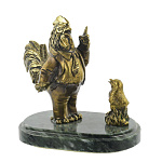 0033614 Бронза Статуэтка "ПЕТУХ-НАСТАВНИК" Символ 2017г. на камне  12*13см  (4.282)