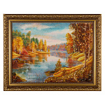 Картина янтарная "На берегу реки" 30х40 см