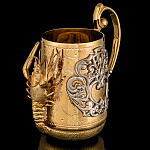 23541 Златоуст КРУЖКА Пивная эксклюзивная "РАК"Фианиты, позолота, эмаль, серебр. в П/У
