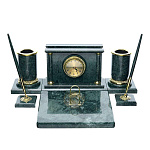 7342 Нат камень Настольный набор Мрамор (зеленый), Бронза, позолота 6 предметов