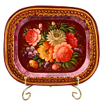 Поднос с авторской росписью "Цветы" 24х20 см