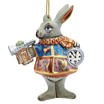  Керамика Елочная игршка  "КРОЛИК С ГОРНОМ"  9,5*11*5см