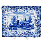 Тарелка декоративная с росписью "Лето в деревне". Гжель