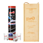 0023497 НАБОР "Страт.запас":футляр/бут.+3стопки "РЖД"37*16см  в ПУ 