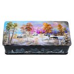 Шкатулка с художественной росписью "Зима в деревне"