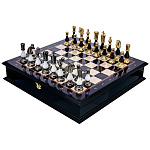 300086 Подарочные Шахматы"КЛАССИЧЕСКИЕ".(металл в сочет. с деревом.) 48*48 см