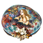  Художественная роспись Шкатулка "Русалка" ПЕРЛАМУТР
