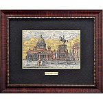 /25*32см -зол-паспарту Офорт цветной "СПБ Вид на Исаакиевский обор"зол-паспарту
