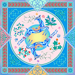 500053 Сувенирный платок "Северное сияние", 90*90, 70% шёлк 30% вискоза МД Нины Ручкиной