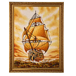 Картина янтарная "Парусный корабль" 60х80 см