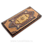 0015204/63*30см Нарды резные "Храм Василия Блаженного" (липа, медь, кость моржа)