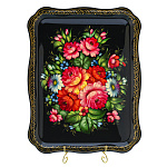 202013/45*35см-Поднос сувенирный "ЦВЕТЫ" (фон черн) прямоуг