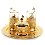 3698 Златоуст Набор "Элегия"(сахарница+2 подстаканника+3ложки на блюде 280мм (388)