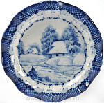 26263 Гжель Тарелка "Зима" 19см  Авт. Алехин С.С. 