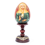 0059742/12см ЯЙЦО ПАСХАЛЬНОЕ с ликом"МАТРОНА МОСКОВСКАЯ"(дерево, роспись)