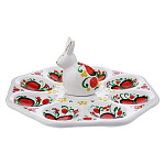 Тарелка-пасхальница с ручной росписью "Кролик" на 8 яиц