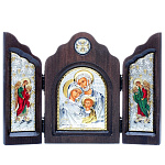 0052388/25*18см/5002568015 Икона Триптих "Святое семейство"шелкогр/позолота/серебр