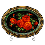Поднос с авторской росписью "Цветы" 30х23 см