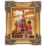 0090372-НП  Картина янтарная "Храм Василия Блаженного" 40*30 см (зол.)